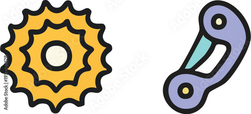 Bicycle Gear and Chain Link Icon.