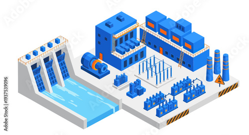 Hydroelectric Power Plant Generating Clean Energy.