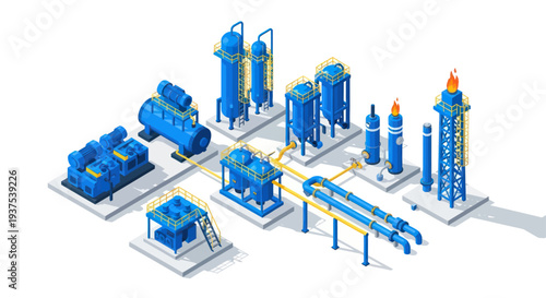 Industrial Chemical Plant Equipment Set.