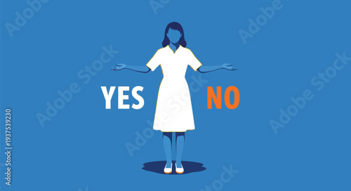 Woman choosing between yes and no
