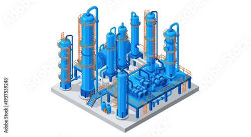 Industrial Chemical Plant Equipment Towers and Structures.