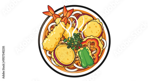 Japanese Udon Noodle Soup with Tempura