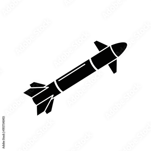 Modern Guided Missile Silhouette Illustration with Aerodynamic Fins Design