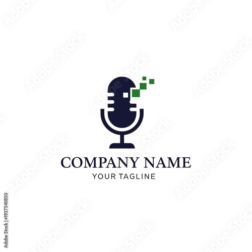 Microphone Logo Design with Green Accents.