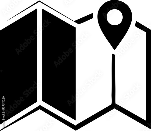 Map with location pin icon for travel route and destination