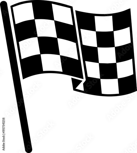 Racing checkered flag icon for competition success and finish line