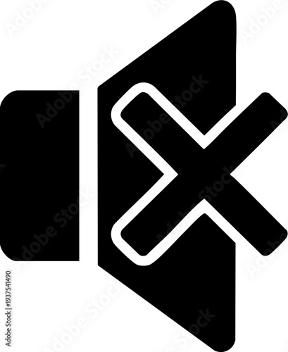 Mute volume icon for sound off and silent audio mode