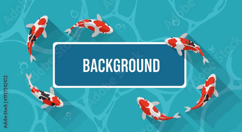 Koi Fish Swimming in Blue Water with Bubbles