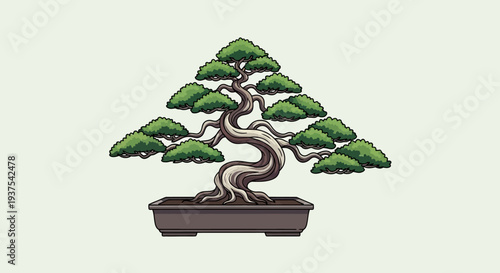 Pixel Art Bonsai Tree in Pot