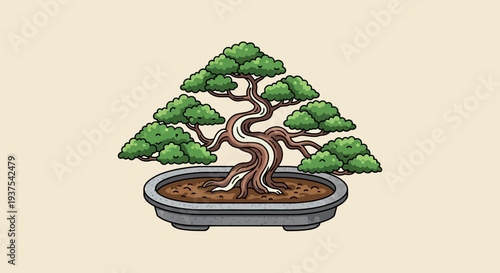 Pixel Art Bonsai Tree in Pot