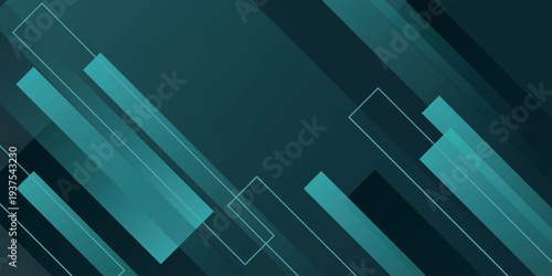 Dark green background with overlapping glowing geometric layers. Modern and futuristic design for cover, brochure, certificate, website, and presentation. VOL. 3