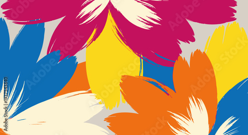 Vibrant colorful flowers pattern with bold petals and bright hues.