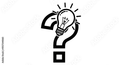 Question mark with lightbulb symbolizing idea and inquiry.