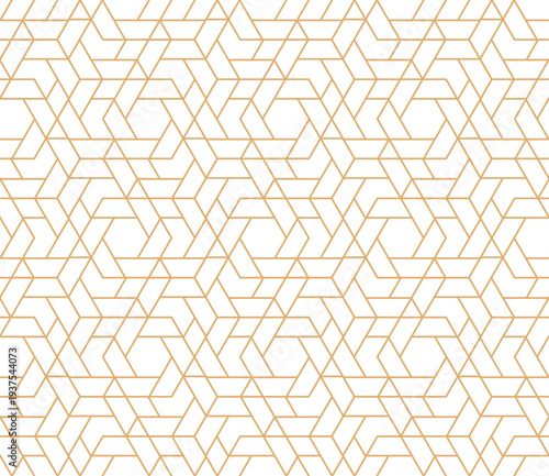 The geometric pattern with lines. Seamless vector background. White and golden texture. Graphic modern pattern. Simple lattice graphic design