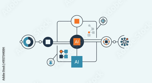 Artificial Intelligence AI Diagram Infographic Elements.