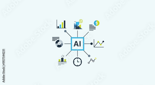 Artificial Intelligence Concept with Icons and Symbols.
