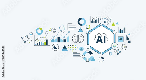 Artificial Intelligence Concept with Icons and Symbols.