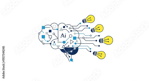 Artificial Intelligence Concept with Lightbulbs.