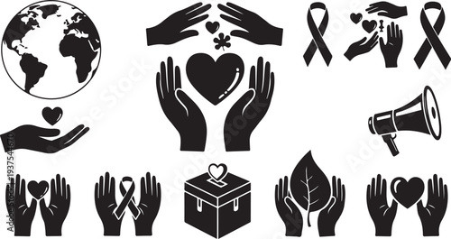 Support and care for global charity and awareness campaigns symbol