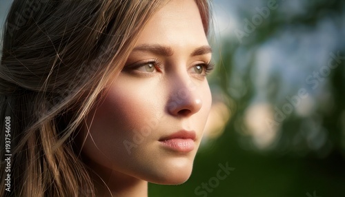 Young Woman Portrait Outdoor Closeup.