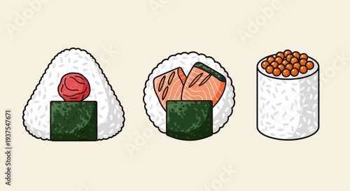 Japanese Food: Sushi, Onigiri, Ikura