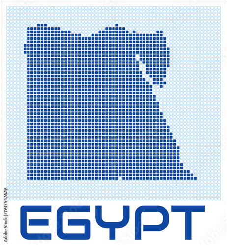 Egypt dot map. Dotted shape of the country. Egypt boundary dots with title. Vector illustration.