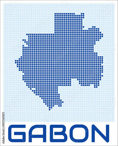 Gabon dot map. Dotted shape of the country. Gabon boundary dots with title. Vector illustration.