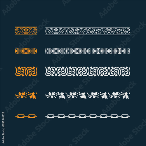 Sophisticated Filigree and Vine Border Lines for Premium Branding