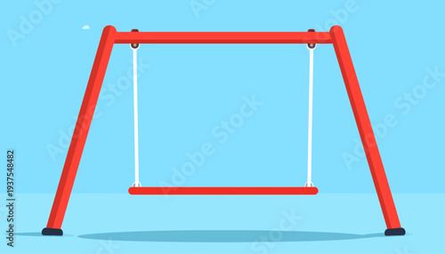 Isolated Red Playground Swing Set Illustration
