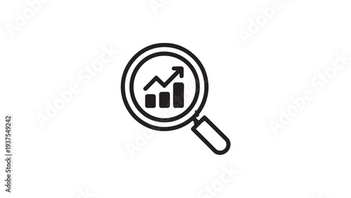 Magnifying glass icon with growth chart.