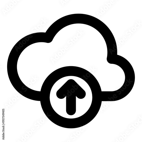 Modern cloud storage icon with upload symbol
