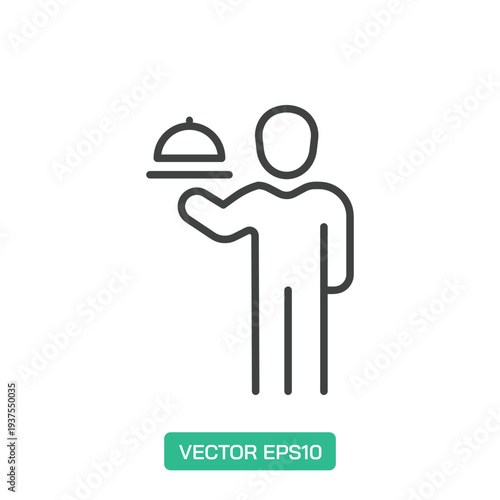 Waiter icon. Thin line icon vector