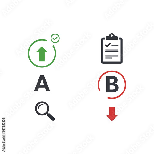 Clipboard with checklist and symbols.
