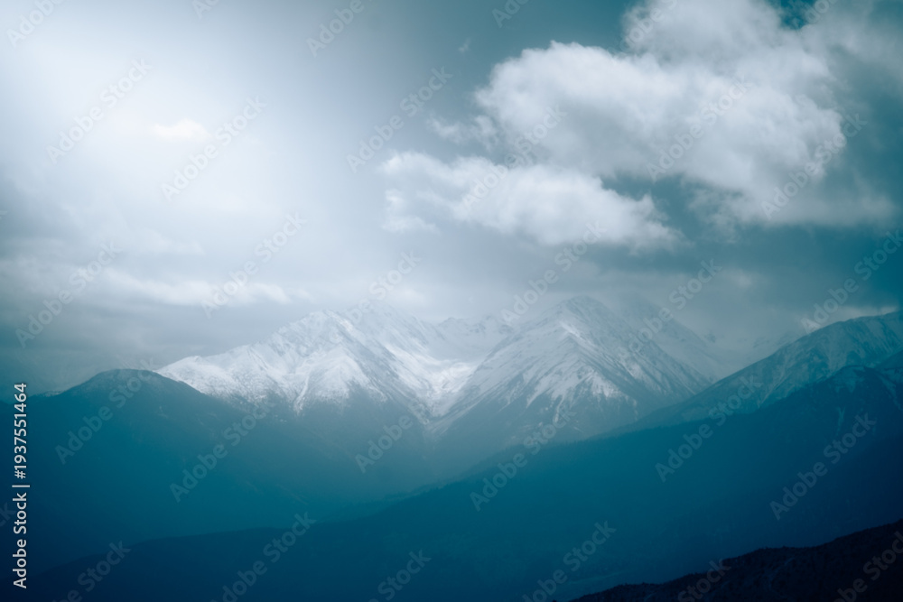 Fototapeta premium Majestic Snow-Capped Mountain Layers Photography in Autumn and Winter in Sichuan and Xizang, China 