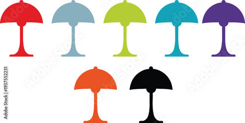 Colorful table lamp silhouettes set isolated on white background modern home lighting icon collection for interior design decoration and branding