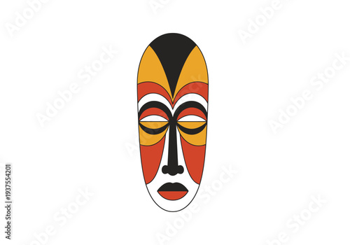 Colorful African Tribal Face Mask Design Isolated On White Background Symbolic Representation Of Culture And Heritage