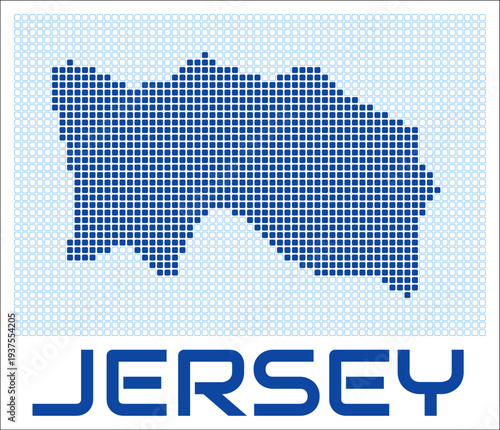 Jersey dot map. Dotted shape of the country. Jersey boundary dots with title. Vector illustration.