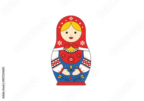Traditional Nested Doll Figure Representation Isolated White Background Decorative Folk Art Culture Symbol Craftsmanship Handcrafted Wooden Toy