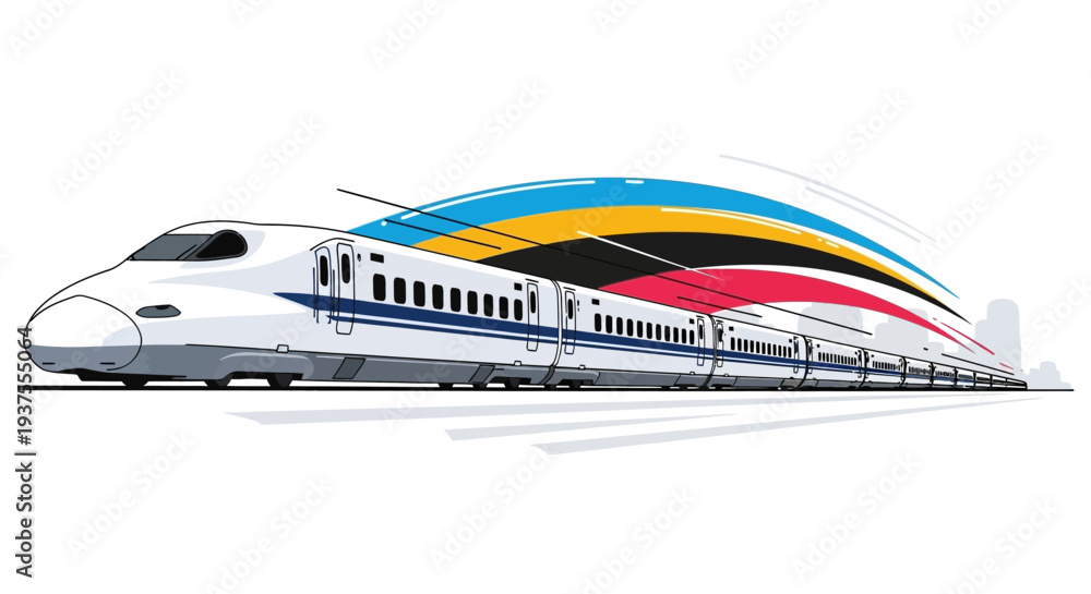 Fototapeta premium High-speed train with colorful streaks
