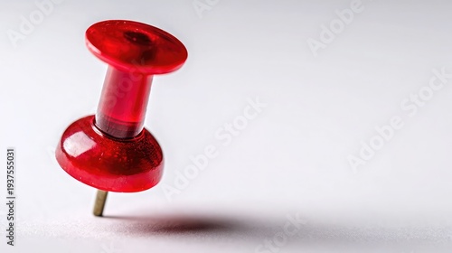 Red push pin thumbtack isolated on white background, office supply