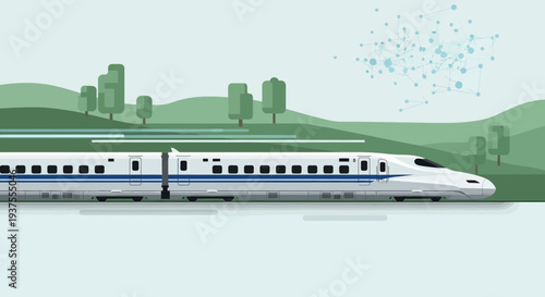 High-speed train in motion, futuristic transport concept