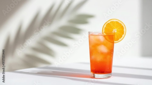 Refreshing Glass Garnished vibrant slice bright orange juice rim