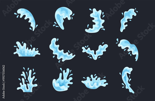 water splash collection with natural and organic liquid, fluid, drop, wave stream