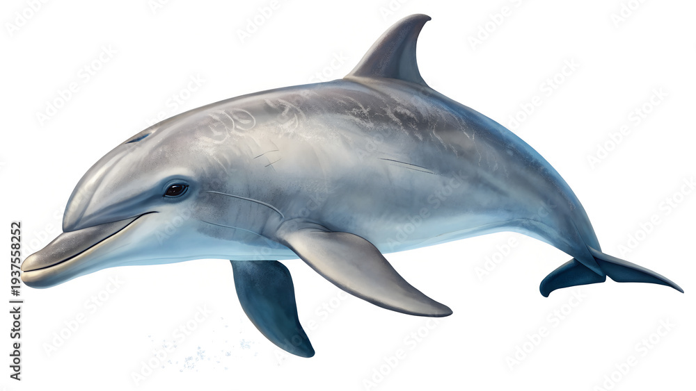 Obraz premium dolphin swimming in water with white background