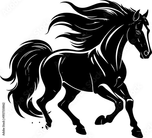 Running Horse Silhouette Vector Art.