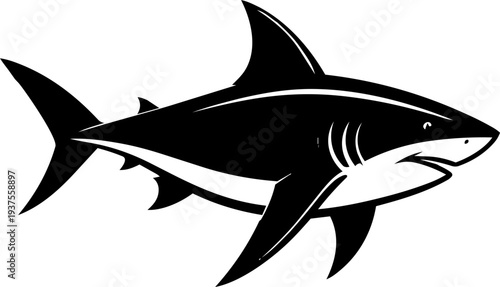 Black Shark Silhouette Vector Logo Illustration  