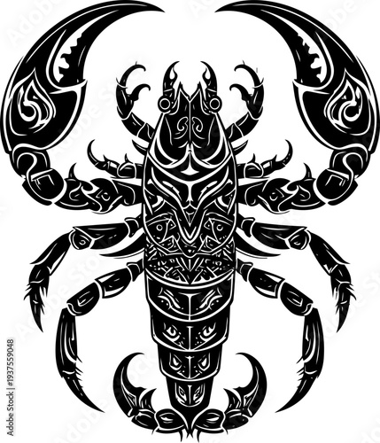 Black Scorpion Tattoo Style Illustration.