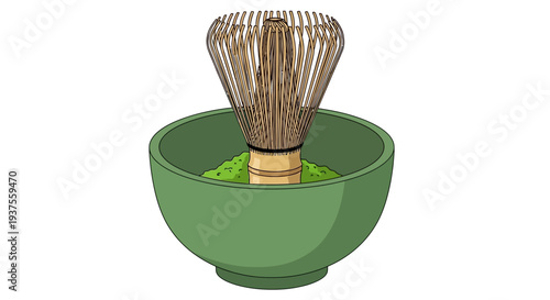 Matcha Whisk and Powder in Bowl