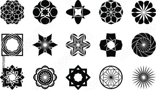 Black abstract geometric shape collection