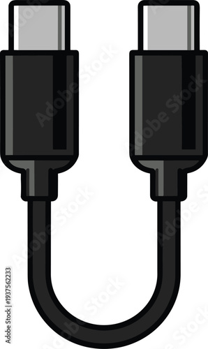 USB type c cable vector on white background.